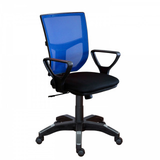 Кресло мод.М-16 (пласт крест.d680 м/п спинка сетка синяя, сидушка черная)
